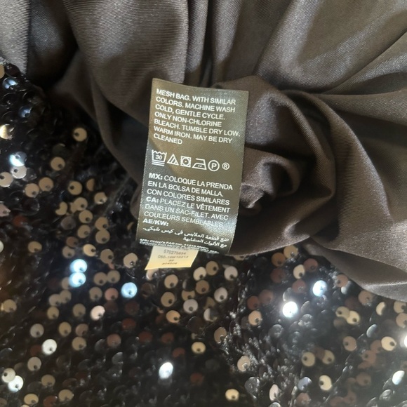 White House Black Market Black Sequin Open Back Holiday Party Dress Size M - Picture 6 of 8